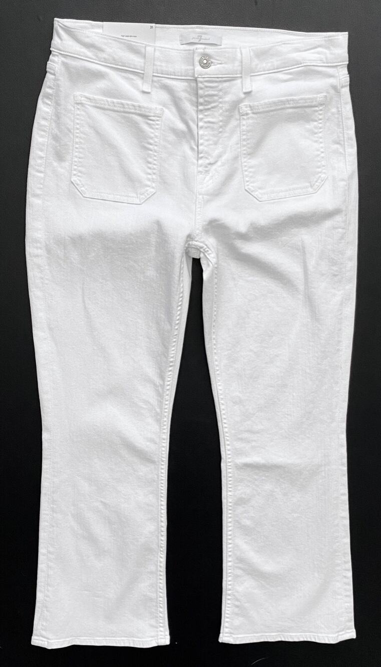 7 Seven for All Mankind Nwt White High Waist Slim Kick Cropped Jeans 32